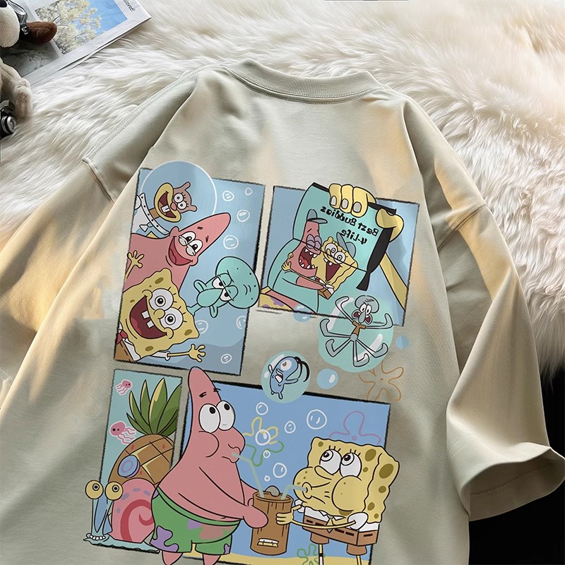 300斤大码男装海绵宝宝短袖T恤