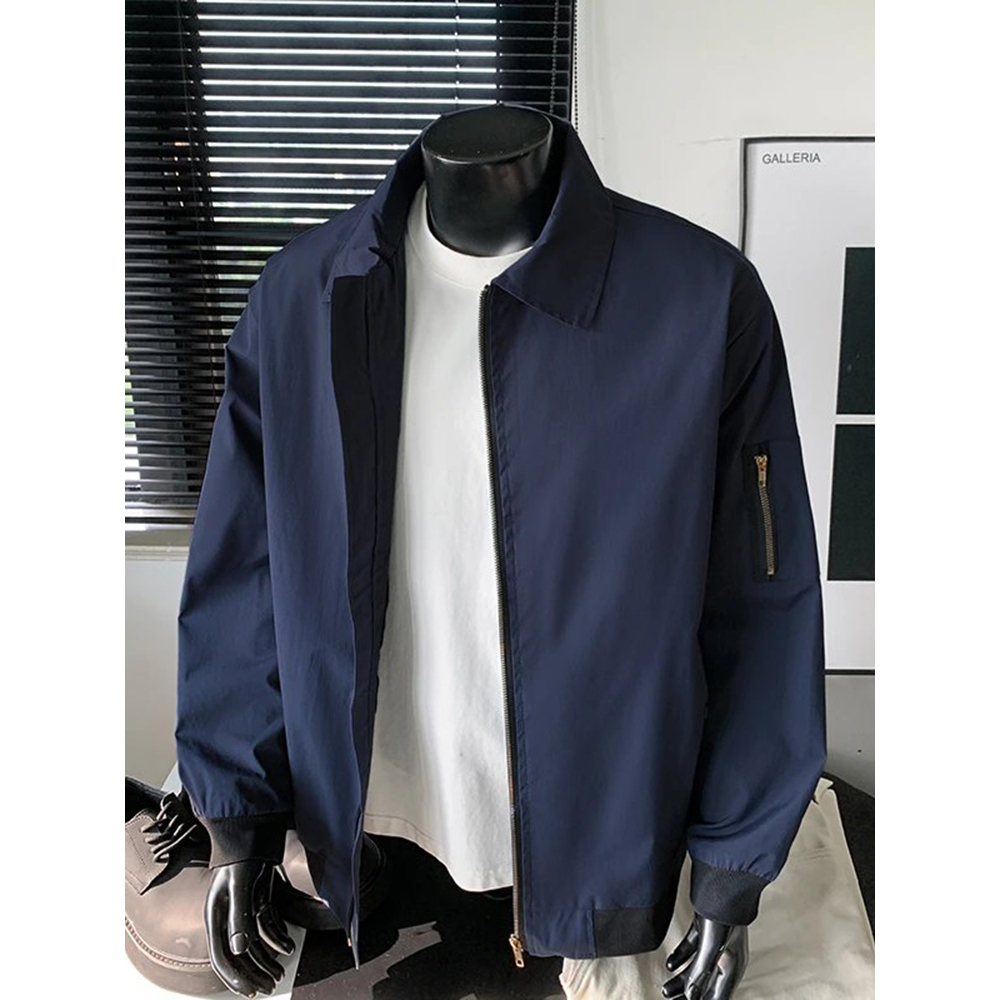 大码300斤藏青色美式飞行夹克男