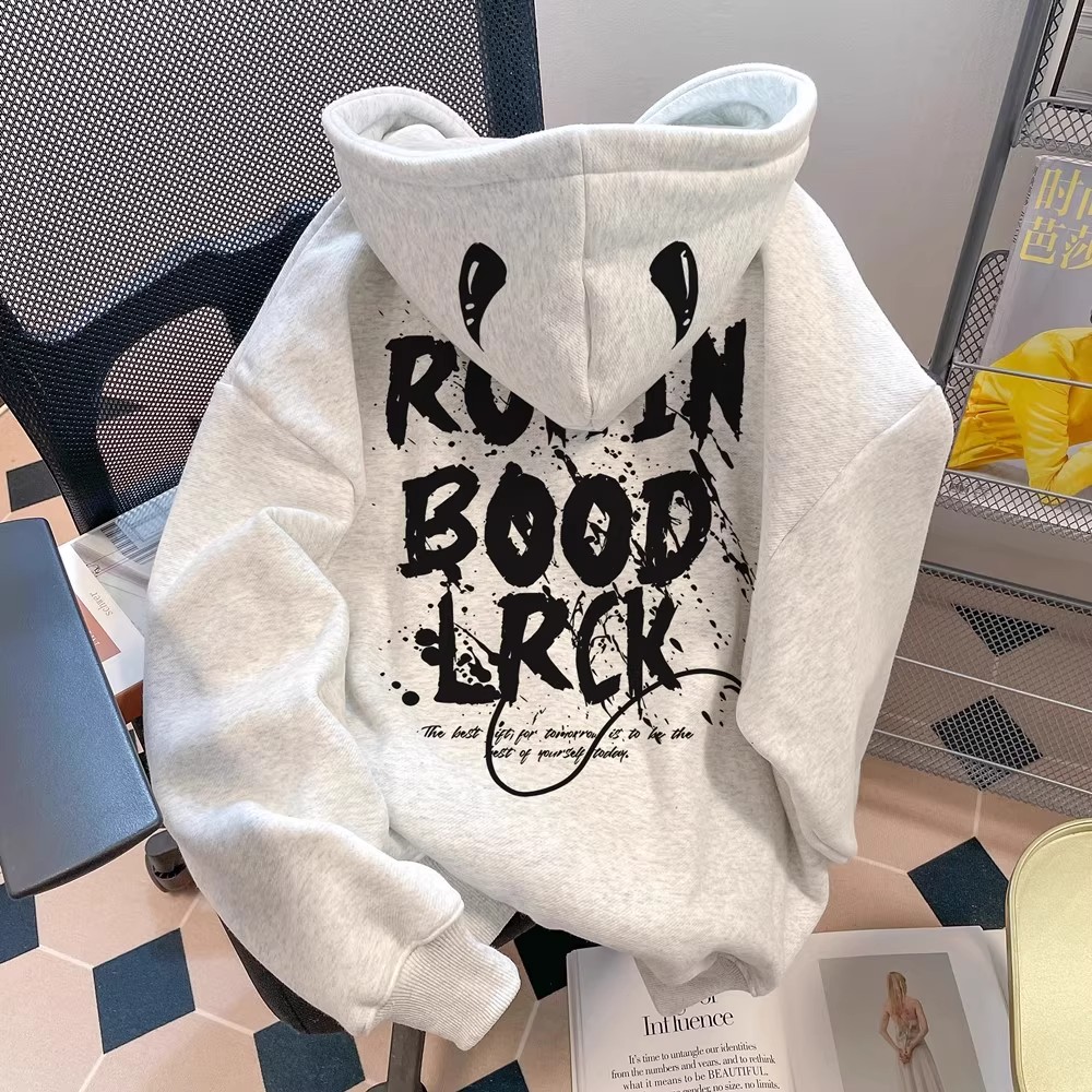 大码潮牌高街恶魔字母卫衣男女秋