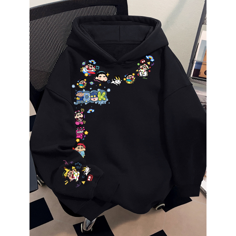 大码300斤日系卡通连帽卫衣男秋