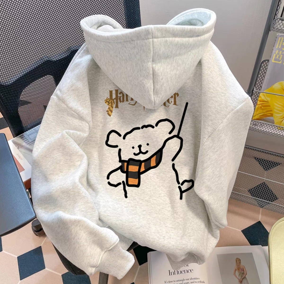 韩版可爱小狗印花连帽卫衣男女