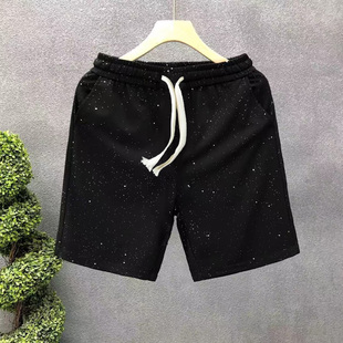 加大码300斤满天星裤子男款夏季潮牌五分裤男士宽松休闲薄款短裤