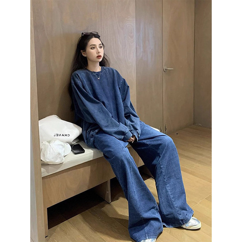 特大码300斤潮牌港风chic复古时尚套装男女休闲运动卫衣两件套装