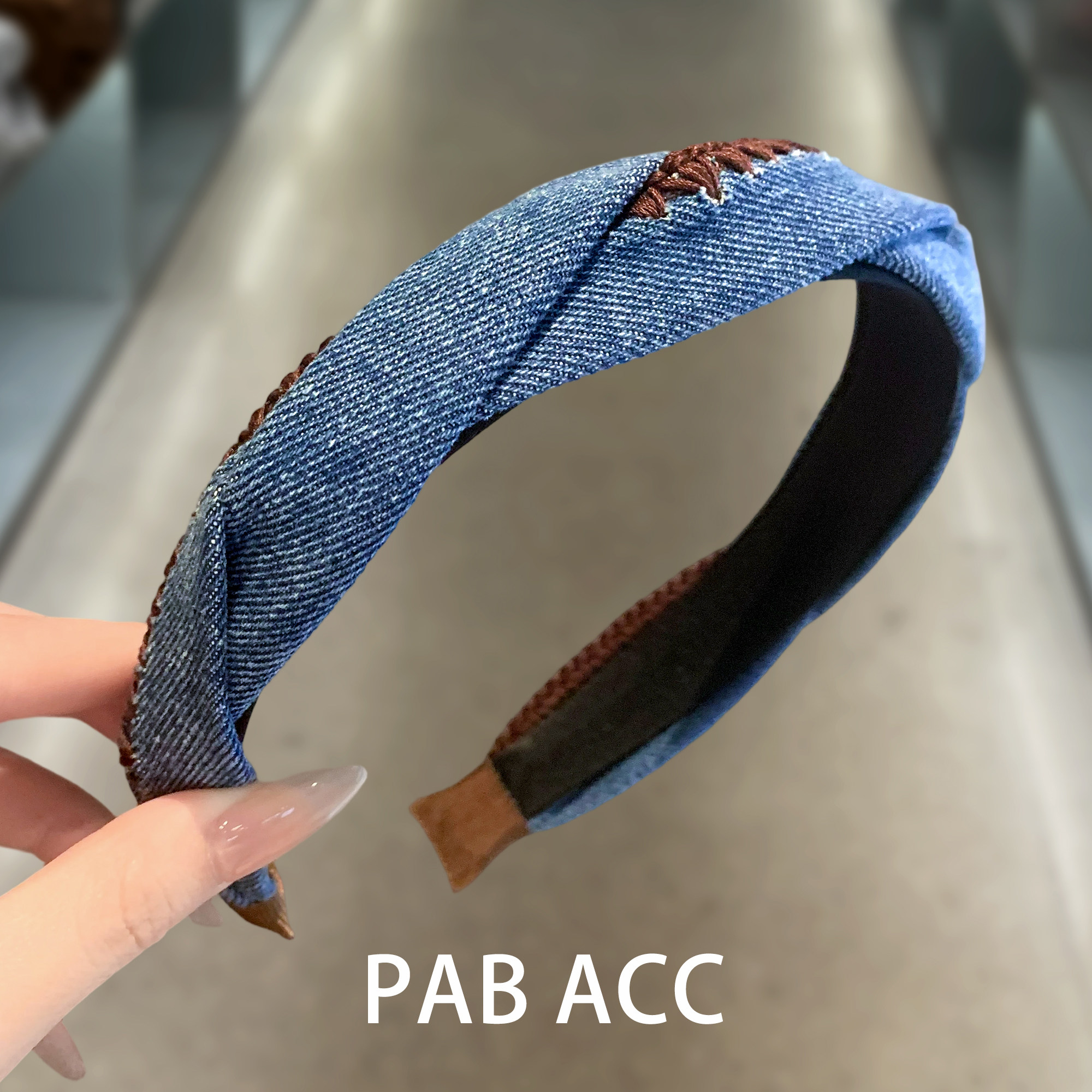 韩国复古气质牛仔花边布艺发箍宽边针织麻花头箍时尚发卡洗脸发捆