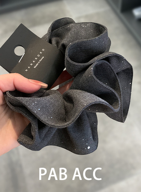 时尚博主同款甜酷双层细闪木耳边肥肠圈韩国丸子头盘发弹力头绳女