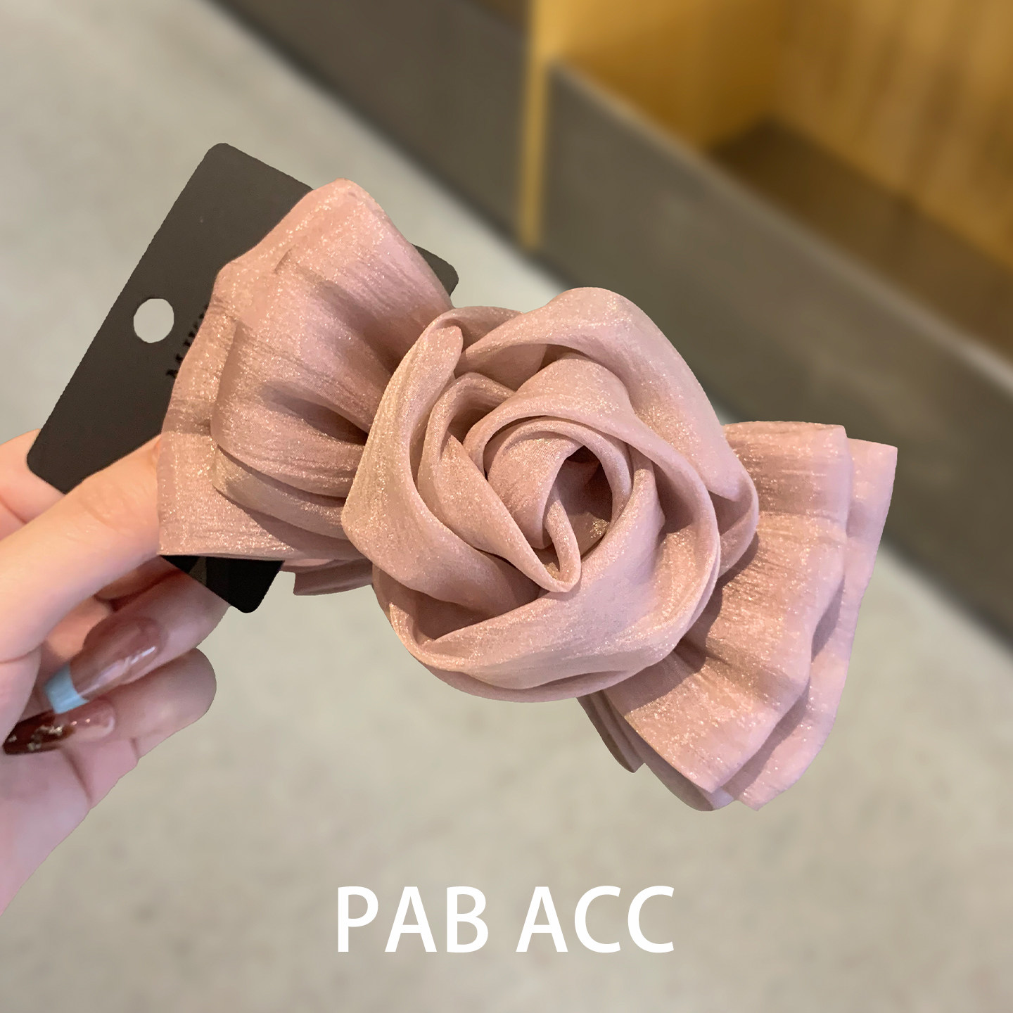 韩国复古时髦显白双面玫瑰花蝴蝶结扭扭夹绢纱细闪懒人香蕉夹竖夹