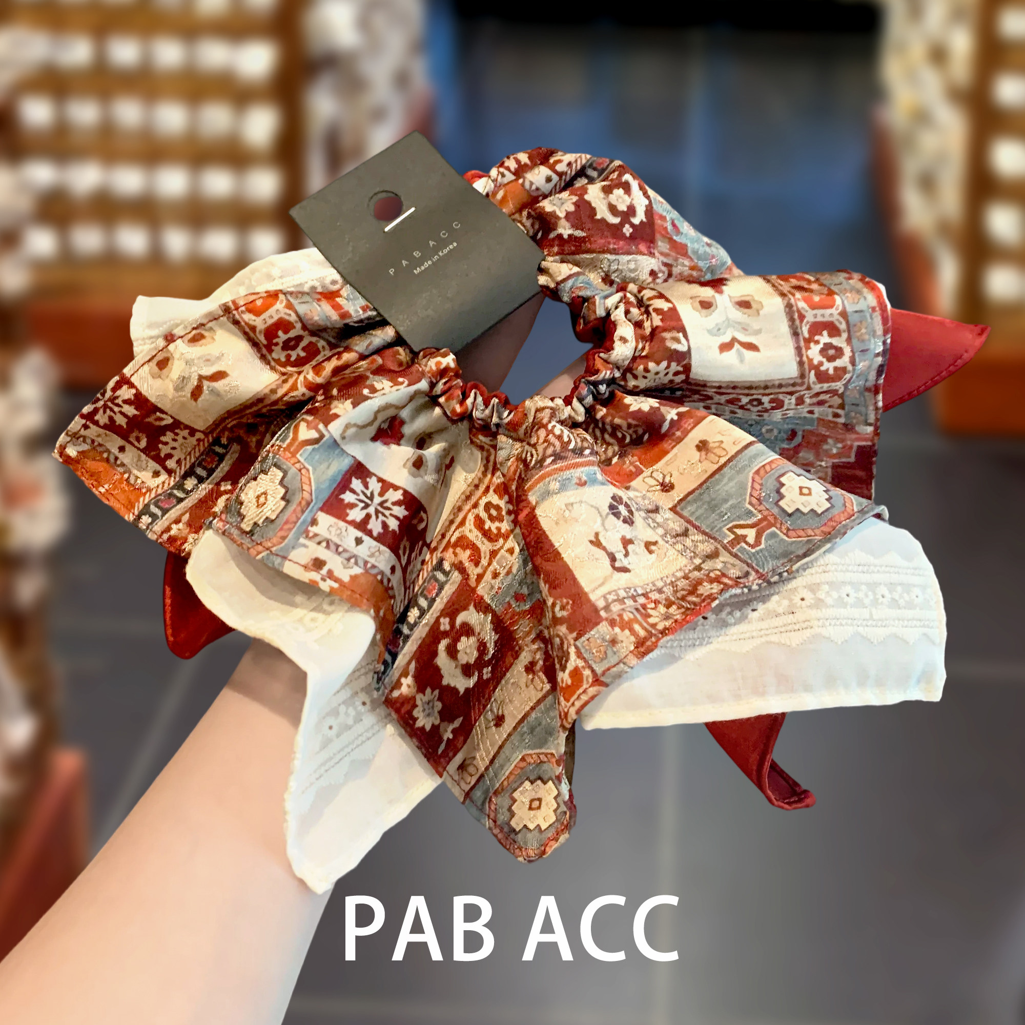 韩国高级感复古印花堆叠方巾发圈红蕾丝不规则大号不伤发绳橡皮筋,饰品/流行首饰/时尚饰品新,发饰,淘宝优惠券,粉丝福利购,淘宝优惠卷