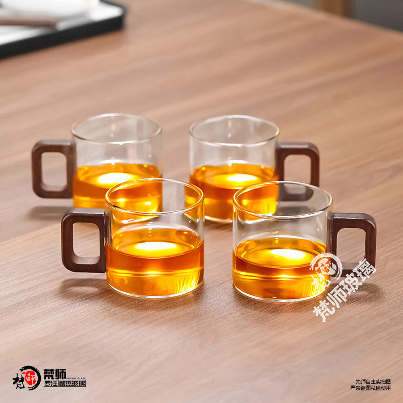 6只装玻璃小茶杯套装透明咖啡杯耐高温玻璃品茶杯高级玻璃小杯子