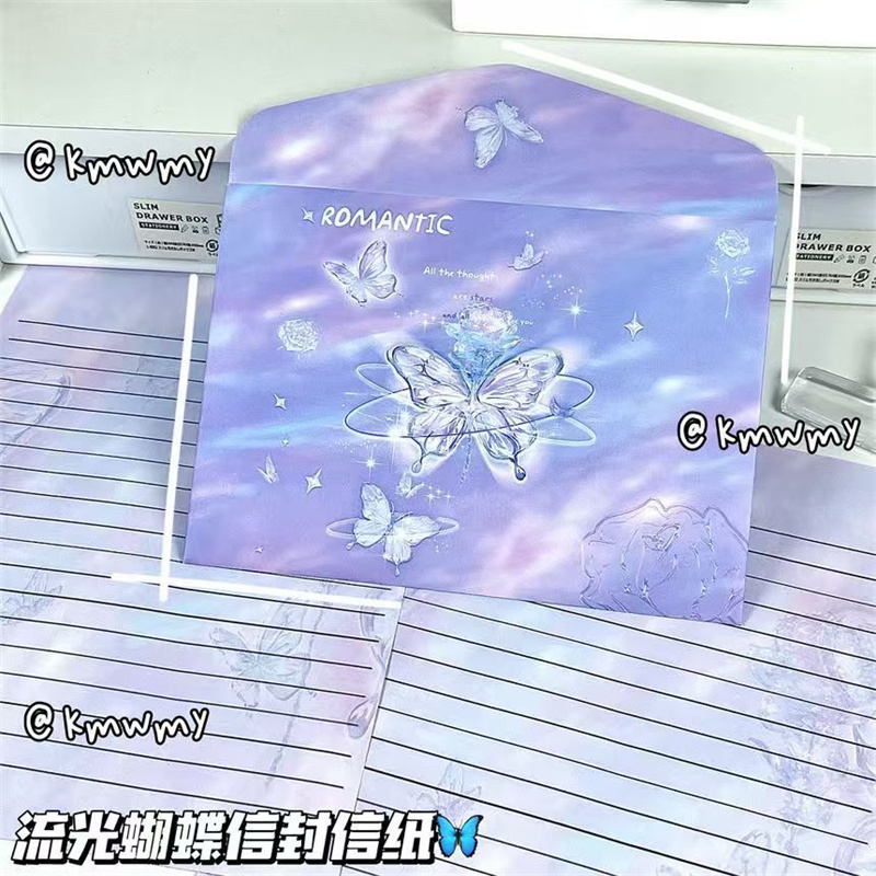 钻石蝴蝶信封信纸套装浪漫祝福毕业纪念礼物手写留言高颜值信笺函