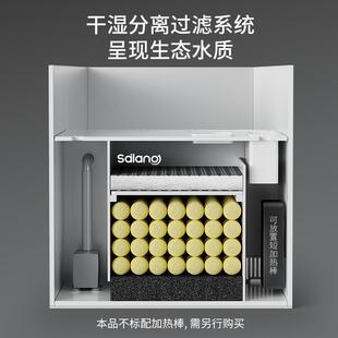 一体式乌龟缸家用客厅龟鱼混养带晒爬台饲养自循环生态超白玻璃缸