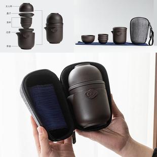 龙浔紫砂旅行功夫茶具快客杯茶壶茶杯家用便携收纳定制一壶四六杯
