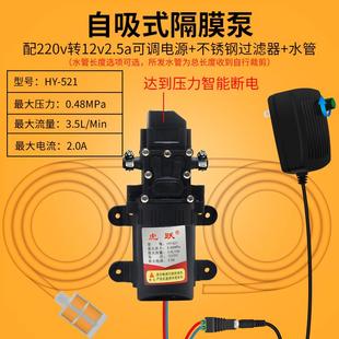 12v自吸泵隔膜高压洗车增压专用220V抽小水泵自吸式 直流微型水泵