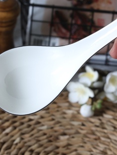 长柄勺子陶瓷勺创意纯白色骨瓷勺子套装 大汤勺 骨瓷餐具大马戈勺