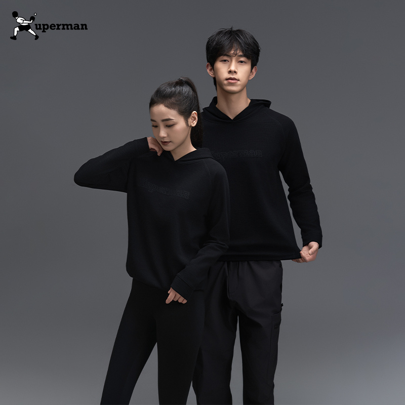 Xuperman华夫格抓绒连帽卫衣男女通款秋冬潮流户外通勤