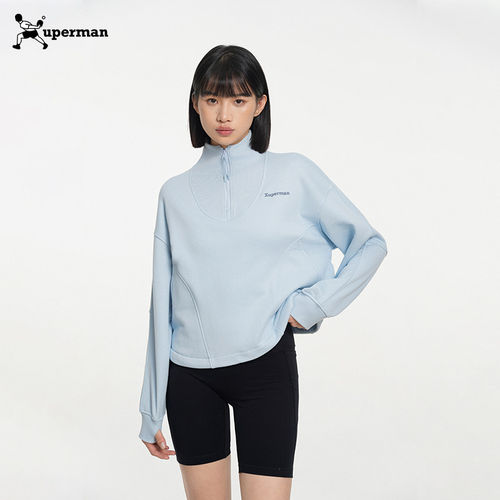 Xuperman半拉链卫衣女2025新款健身瑜伽立领套头长袖显瘦运动上衣