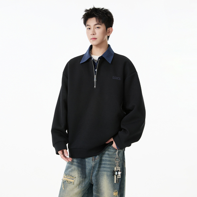 SHAPOES美式休闲POLO领长袖卫衣