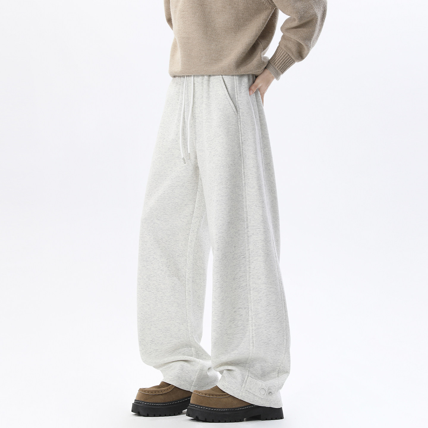 SHAPOES春秋季新款男生美式重磅阔腿运动卫裤男士宽松直筒长裤子