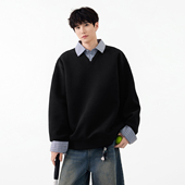 SHAPOES秋冬季 上衣 格子领衬衫 男生美式 重磅宽松休闲卫衣情侣男士