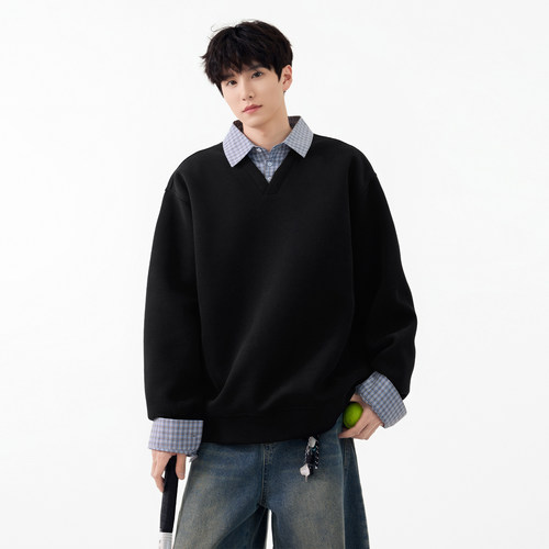 SHAPOES美式重磅假两件卫衣