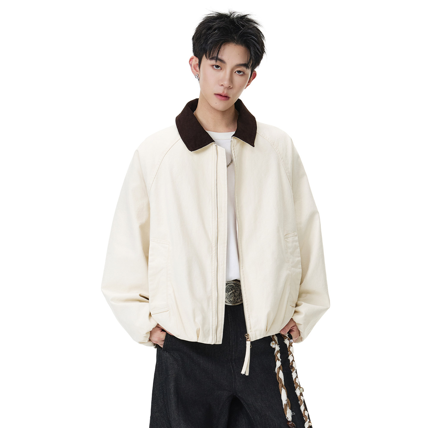 SHAPOES春秋季男生美式重磅纯棉宽松休闲夹克男士日系复古外套