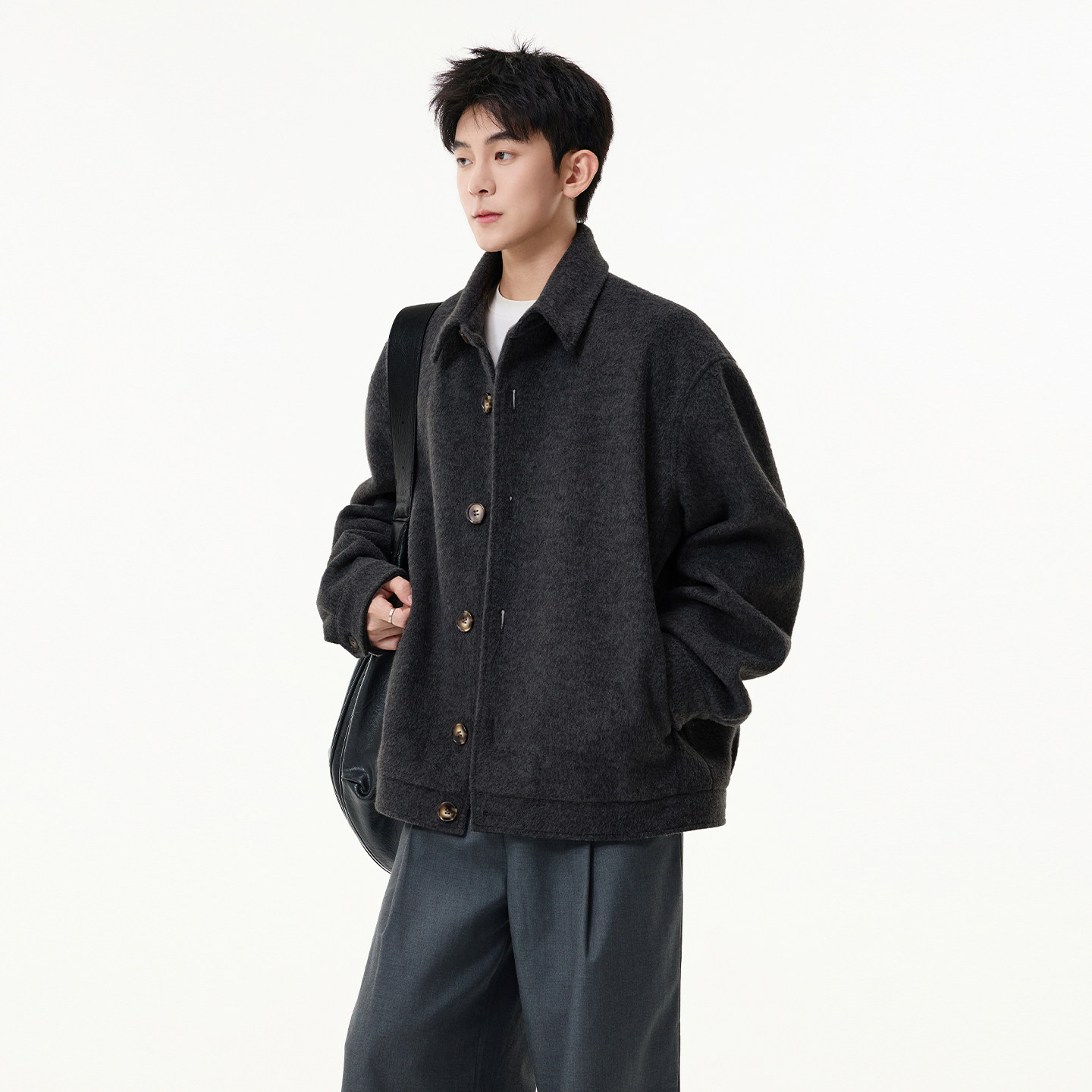 SHAPOES春秋季男生美式休闲绵羊毛夹克外套男士简约翻领毛呢外套,男装,夹克,淘宝优惠券,粉丝福利购,淘宝优惠卷