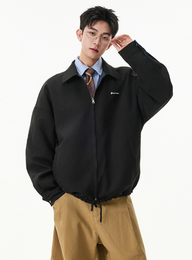 SHAPOES秋冬季男生美式复古双面穿翻领夹克男士宽松休闲格子外套