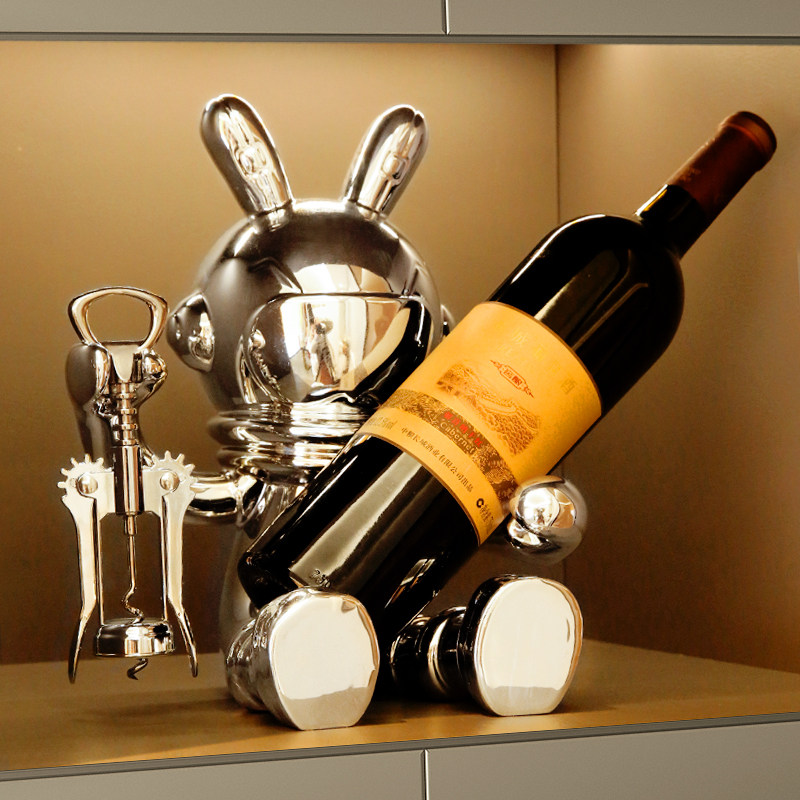 速发兔架创意电奢高档客厅红酒子摆件家居玄关轻视柜餐边柜酒柜装