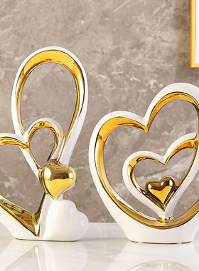 速发心摆件饰意结婚礼物轻奢高档家居客厅酒柜电视乔装创品柜迁