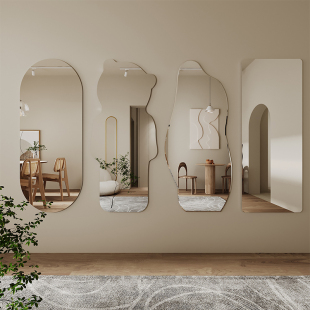 速发全身镜贴片镜高克力亚清镜子墙面镜子自粘软镜子屋卧室穿衣镜