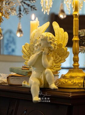 速发面古森林树脂欧式桌复小天使摆件克膏雕塑巴洛石风拍照婚庆道