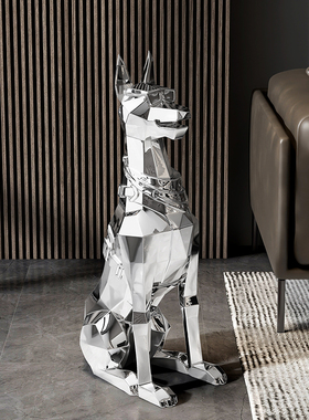 速发杜宾犬客厅大轻落件摆地狗高档型奢家居装饰品高级感电视柜旁