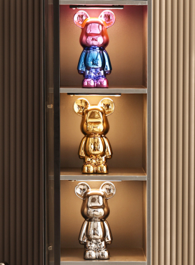 速发轻奢高档酒柜装饰品摆件熊关电视柜子陶厅玄客瓷摆设套装组合