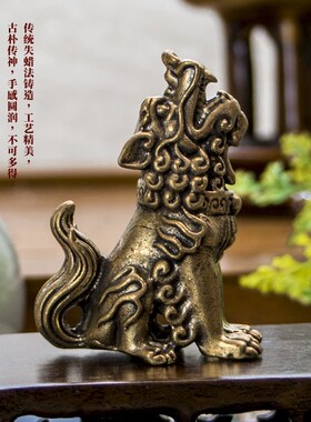 速发狻猊古代神话吉祥瑞兽龙之九子黄守仿居客神铜财厅兽装饰摆件