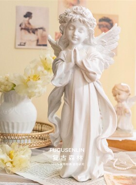 速发复古森林欧式复古做旧树脂石膏少桌使天面摆件家居样板房装饰