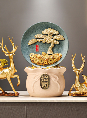 速发财运滚滚聚招盆宝财摆件玄关酒柜装饰迎业礼物工艺品开客松高