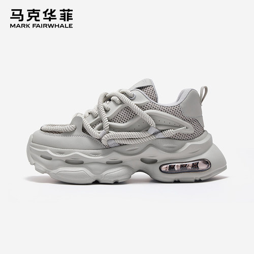 马克华菲男鞋2025夏季新款百搭休闲潮流气垫鞋厚底增高轻便老爹鞋
