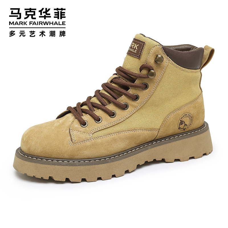 马克华菲2025夏季新款马丁靴英伦风靴子男款厚底高帮复古休闲短靴