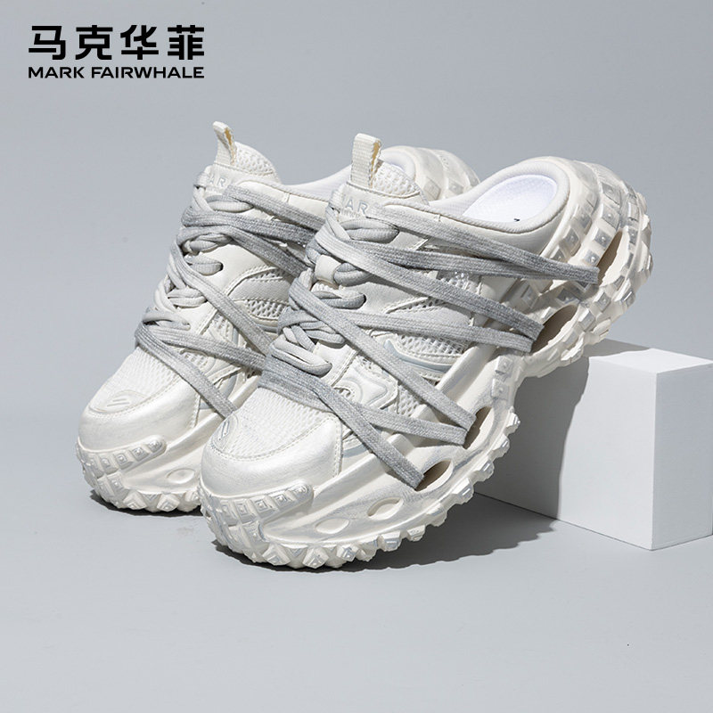 马克华菲潮鞋2025夏季新情侣款时尚百搭厚底增高轻盈软弹包头拖鞋