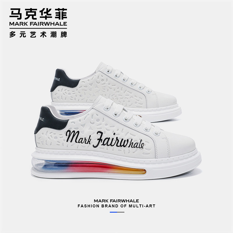 马克华菲男鞋增高休闲板鞋2025夏季新款气垫透气潮鞋增高软小白鞋