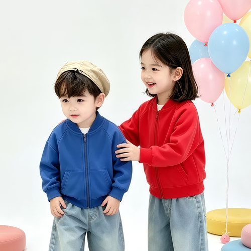 男女童春秋纯棉拉链开衫卫衣外套