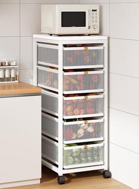 厨房置物架菜篮子蔬菜水果调味料收纳多层抽屉式落地夹缝储物架子