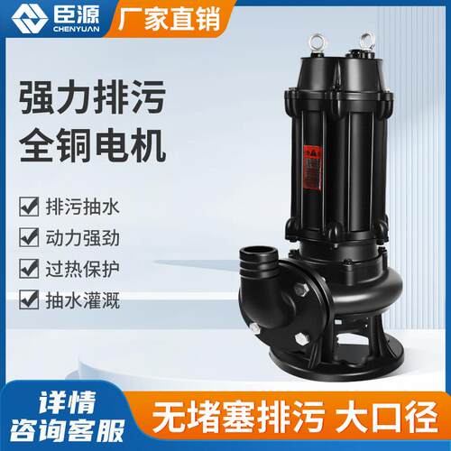 臣源污水泵家用排污抽粪农用灌溉抽水三相380V220V抽潜水泵强排
