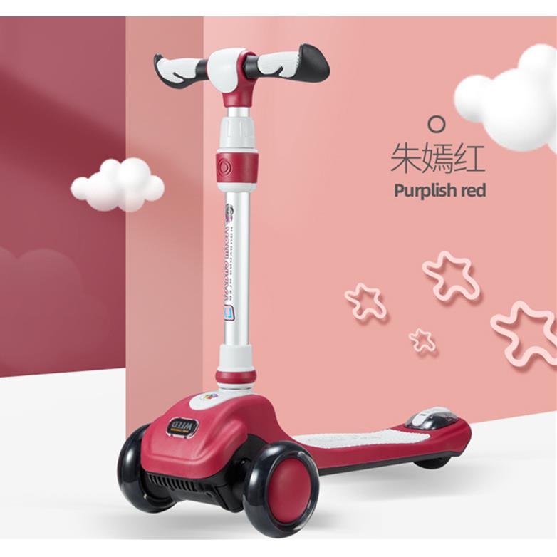 米蓝图儿童滑板车2-3-11岁宝宝踏板车三轮闪光折叠防滑手把溜溜车