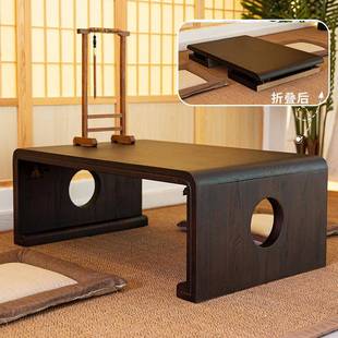 纯实木可折叠飘窗小桌子日式榻榻米茶几禅意茶桌坐地矮桌简约炕桌