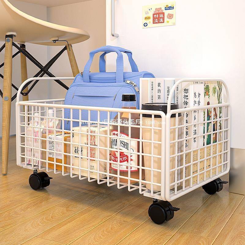 放书包书本收纳盒带滑轮带轮子桌下书籍筐装书箱子教室用以信筒港