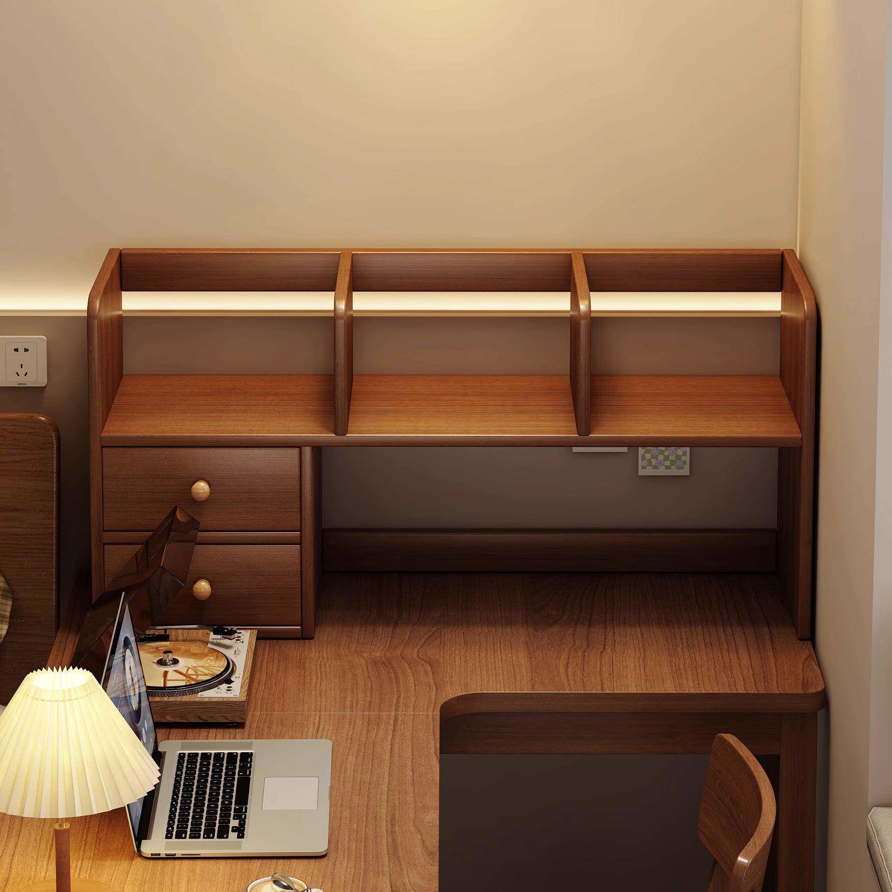 实木色书架桌面置物架办公室工位收纳架学生宿舍桌上储物柜飘窗柜