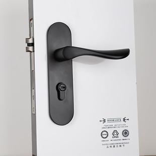 黑色太空铝实心面板连体锁室内卧室门卫生间铝合金隔断门C01-A013