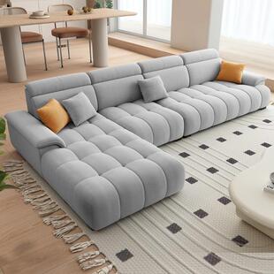 奶油风沙发客厅直排小户型布艺家用网红沙发三人位意式极简猫爪布