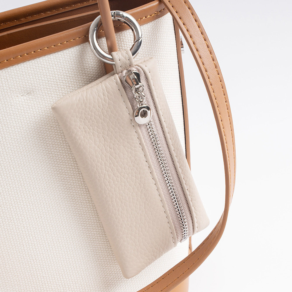 真皮零钱包女ins钥匙包拉链日式挂件小包牛皮钥匙扣包