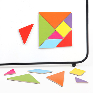 厂家直销 木制磁性七巧板教具开发智力拼图拼板 杨木迷你七巧板